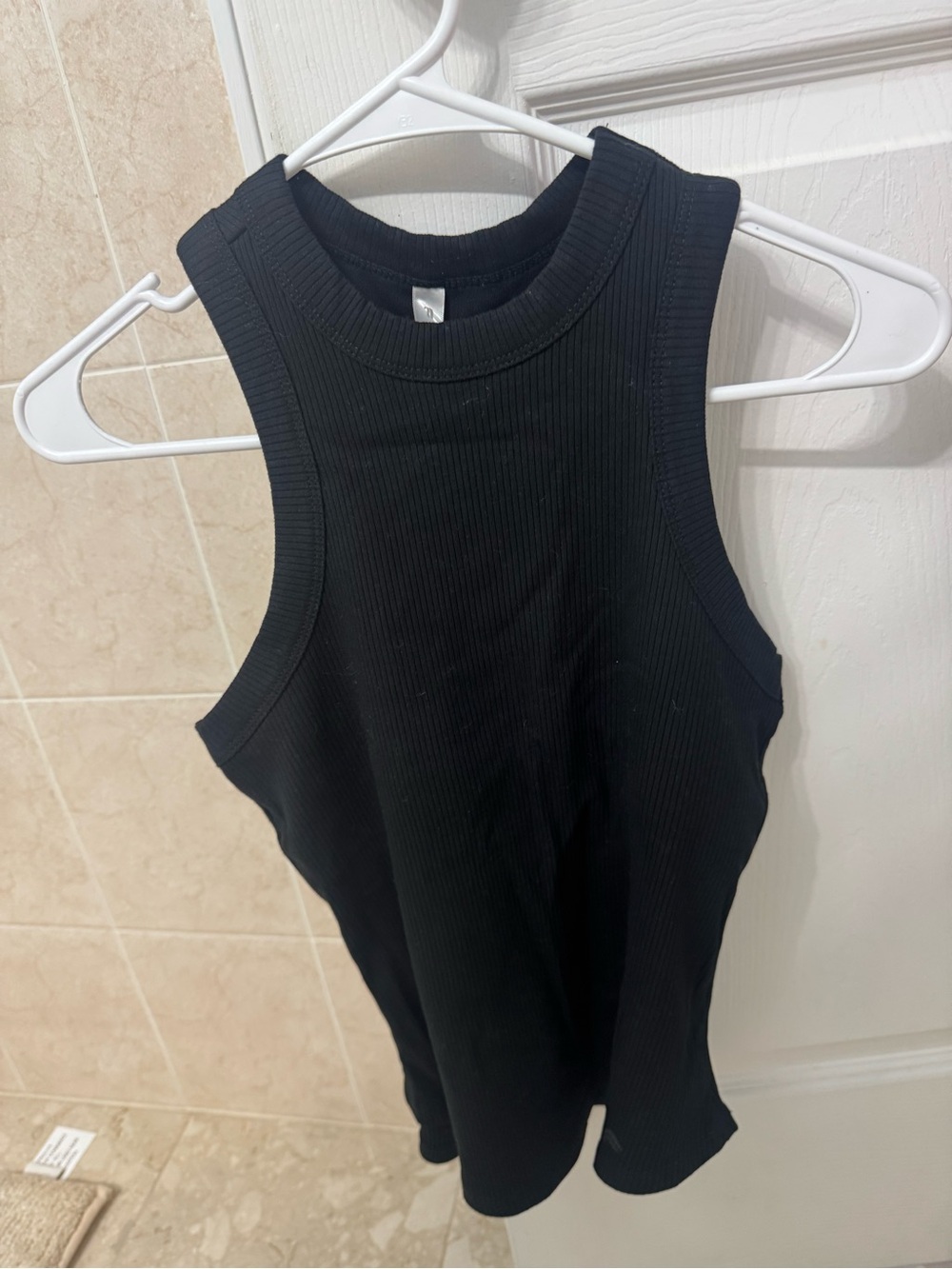 Fabletics Black Ribbed High-Neck Tank